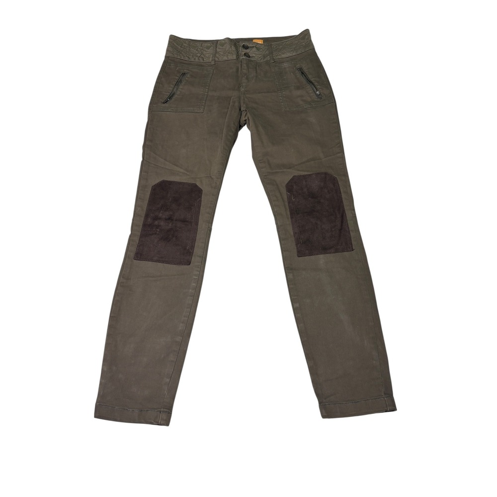 Pilcro and the Letterpress  Skinny Pants Olive Green Knee Patch Womens‎ W32 L29